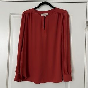 Loft Orange Long Sleeve Flowy Blouse